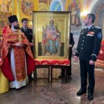 Всероссийское казачье общество передало в дар икону Спиридона Тримифунтского храму свт. Николая в Заяицком